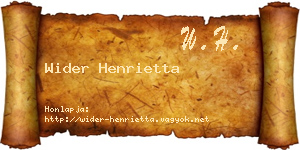 Wider Henrietta névjegykártya